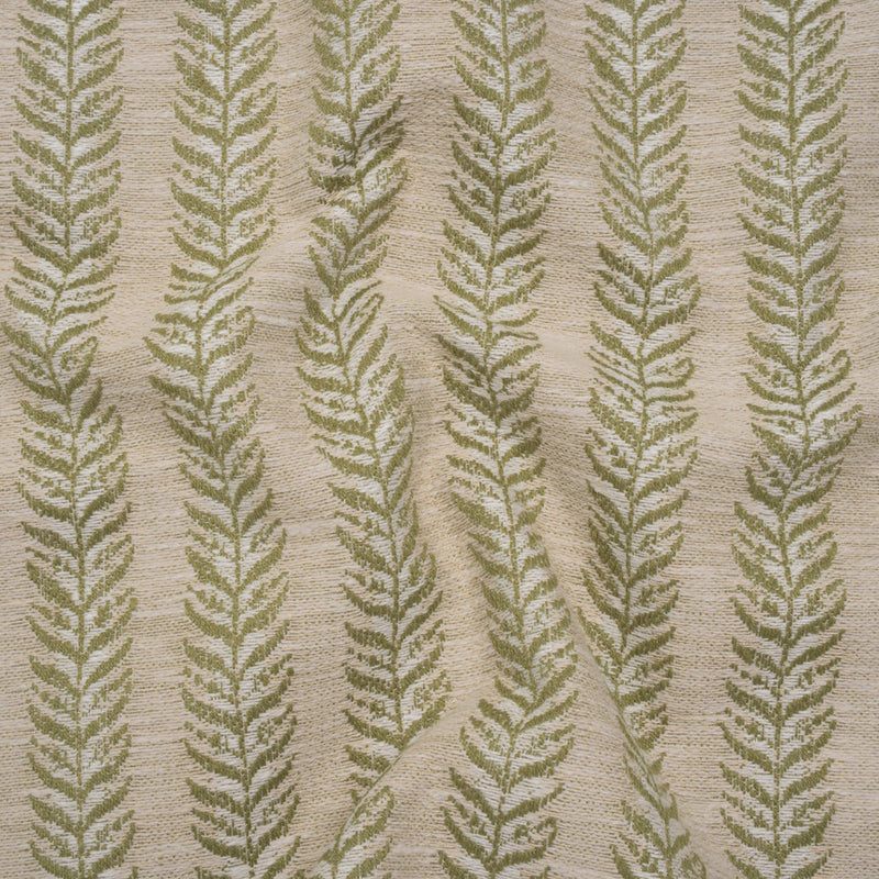 Polyester and Cotton Home Decor Jacquard - Olive Leafy Vine Stripes - British Imported