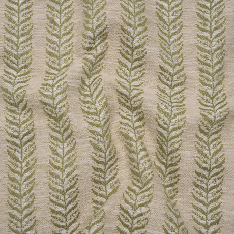 Polyester and Cotton Home Decor Jacquard - Olive Leafy Vine Stripes - British Imported