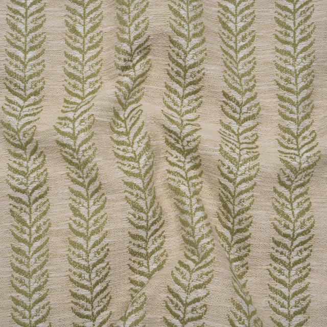 Polyester and Cotton Home Decor Jacquard - Olive Leafy Vine Stripes - British Imported