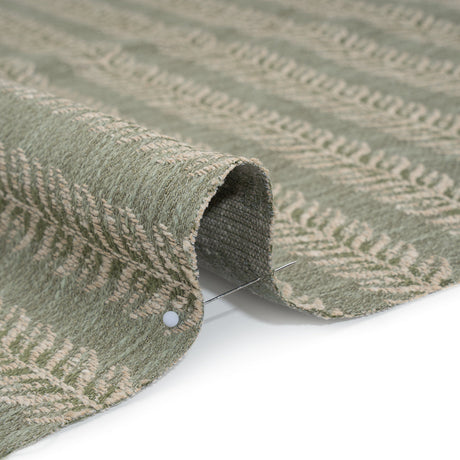 Polyester and Cotton Home Decor Jacquard - Sage Leafy Vine Stripes - British Imported
