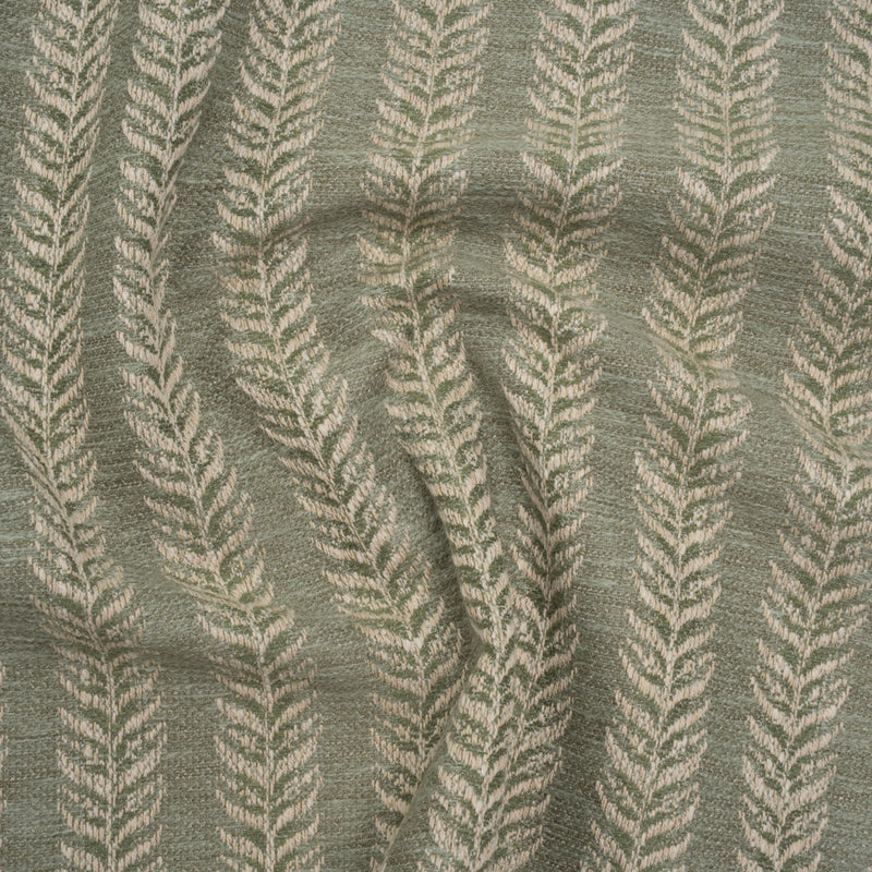 Polyester and Cotton Home Decor Jacquard - Sage Leafy Vine Stripes - British Imported