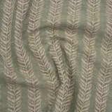 Polyester and Cotton Home Decor Jacquard - Sage Leafy Vine Stripes - British Imported