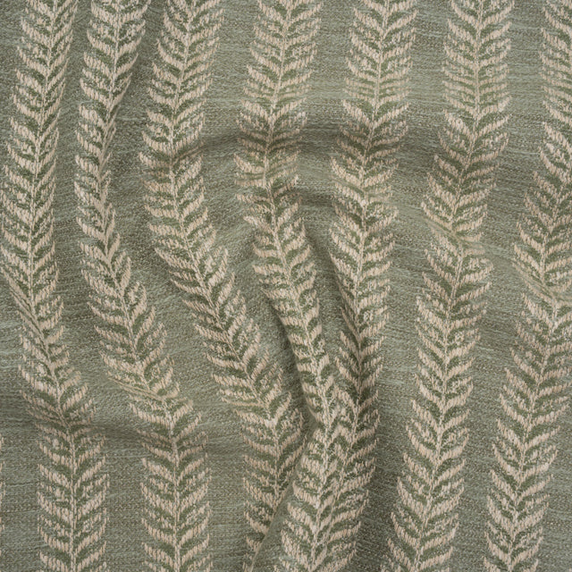 Polyester and Cotton Home Decor Jacquard - Sage Leafy Vine Stripes - British Imported