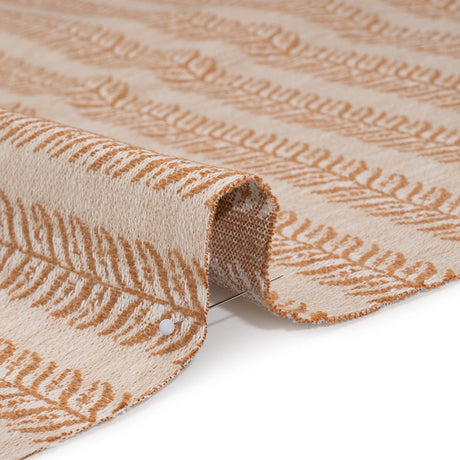 Polyester and Cotton Home Decor Jacquard - Tangerine Leafy Vine Stripes - British Imported