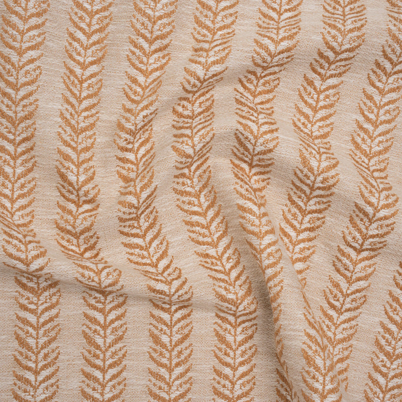 Polyester and Cotton Home Decor Jacquard - Tangerine Leafy Vine Stripes - British Imported