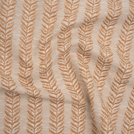 Polyester and Cotton Home Decor Jacquard - Tangerine Leafy Vine Stripes - British Imported