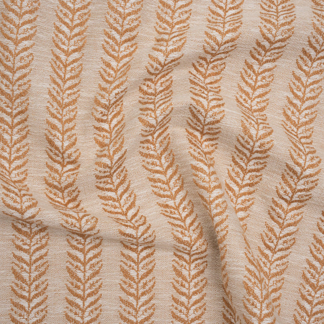 Polyester and Cotton Home Decor Jacquard - Tangerine Leafy Vine Stripes - British Imported