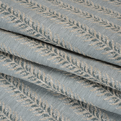 Polyester and Cotton Home Decor Jacquard - Teal Leafy Vine Stripes - British Imported