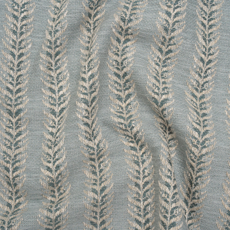 Polyester and Cotton Home Decor Jacquard - Teal Leafy Vine Stripes - British Imported