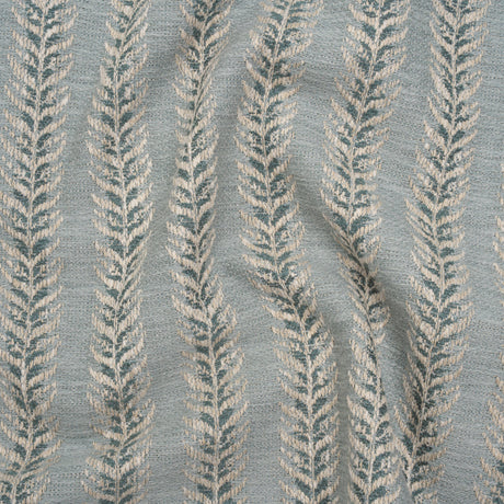 Polyester and Cotton Home Decor Jacquard - Teal Leafy Vine Stripes - British Imported
