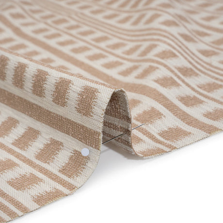 Polyester and Cotton Home Decor Jacquard - Dusky Pink Ikat Squares in Stripes - British Imported