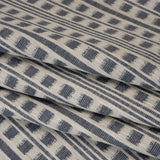 Polyester and Cotton Home Decor Jacquard - Indigo Ikat Squares in Stripes - British Imported