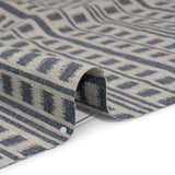 Polyester and Cotton Home Decor Jacquard - Indigo Ikat Squares in Stripes - British Imported