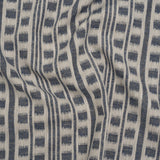 Polyester and Cotton Home Decor Jacquard - Indigo Ikat Squares in Stripes - British Imported