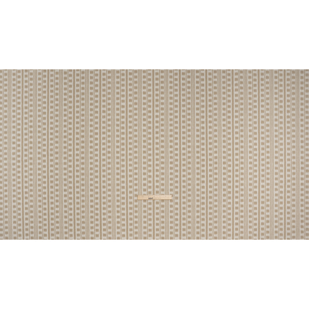 Polyester and Cotton Home Decor Jacquard - Natural Ikat Squares in Stripes - British Imported