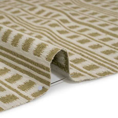 Polyester and Cotton Home Decor Jacquard - Olive Ikat Squares in Stripes - British Imported