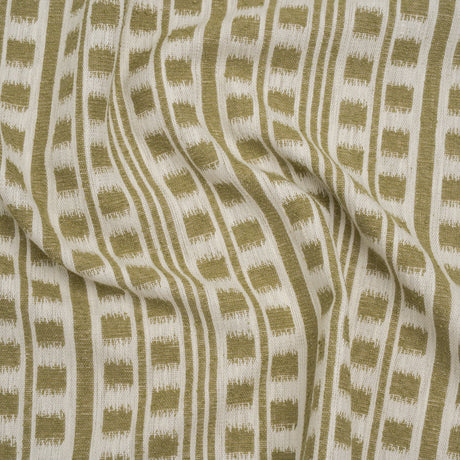 Polyester and Cotton Home Decor Jacquard - Olive Ikat Squares in Stripes - British Imported