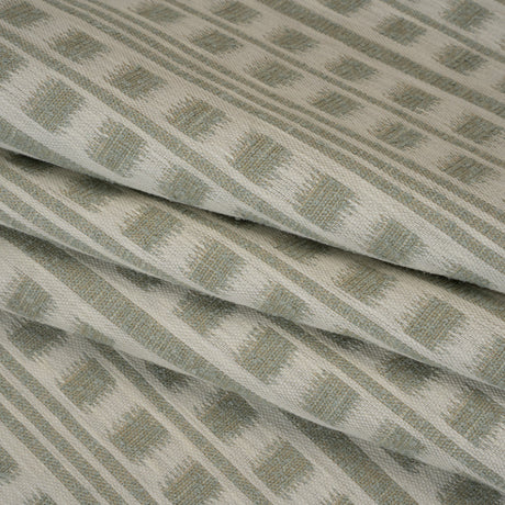 Polyester and Cotton Home Decor Jacquard - Sage Ikat Squares in Stripes - British Imported