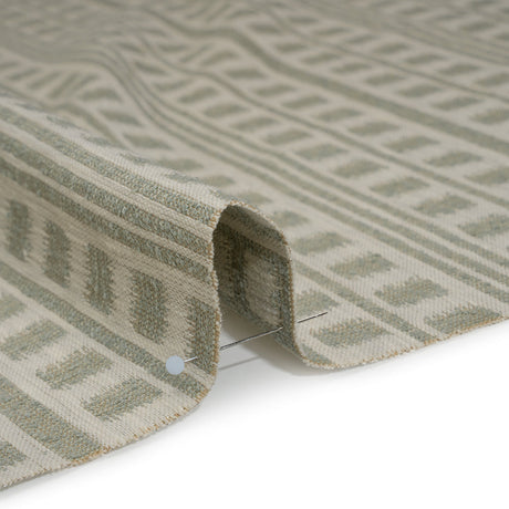 Polyester and Cotton Home Decor Jacquard - Sage Ikat Squares in Stripes - British Imported