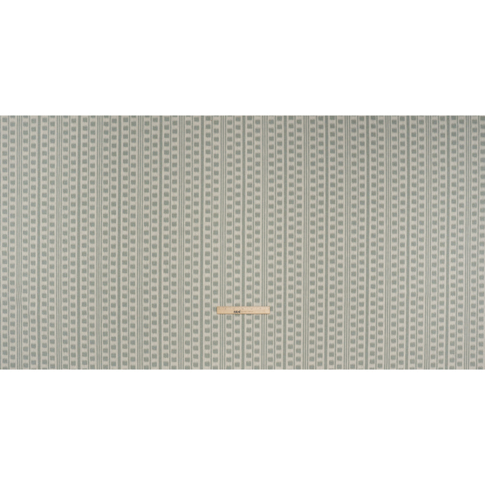 Polyester and Cotton Home Decor Jacquard - Seafoam Ikat Squares in Stripes - British Imported