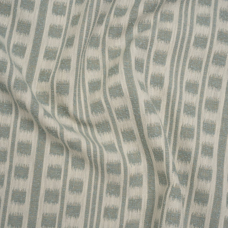 Polyester and Cotton Home Decor Jacquard - Seafoam Ikat Squares in Stripes - British Imported