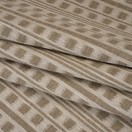 Polyester and Cotton Home Decor Jacquard - Stone Ikat Squares in Stripes - British Imported