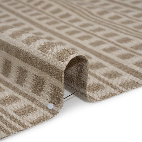Polyester and Cotton Home Decor Jacquard - Stone Ikat Squares in Stripes - British Imported