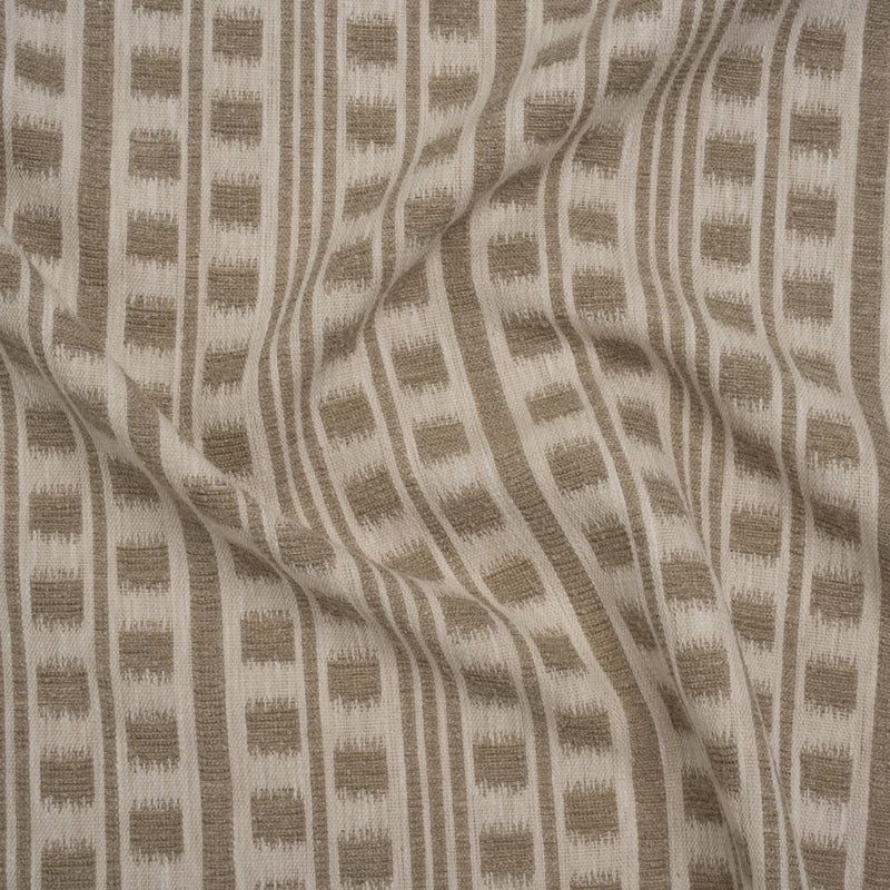 Polyester and Cotton Home Decor Jacquard - Stone Ikat Squares in Stripes - British Imported