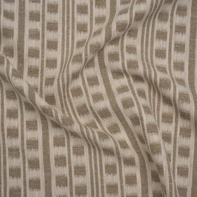 Polyester and Cotton Home Decor Jacquard - Stone Ikat Squares in Stripes - British Imported
