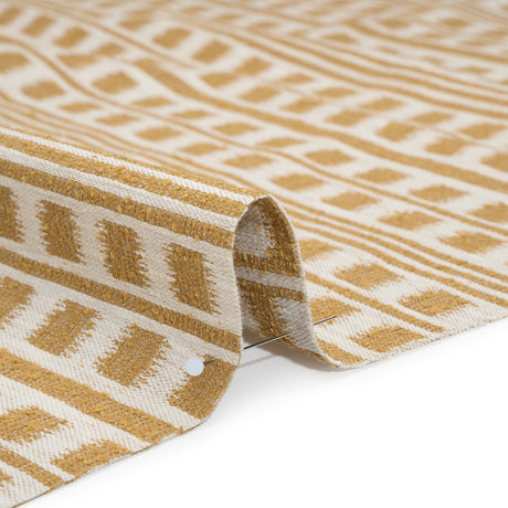 Polyester and Cotton Home Decor Jacquard - Sunflower Ikat Squares in Stripes - British Imported