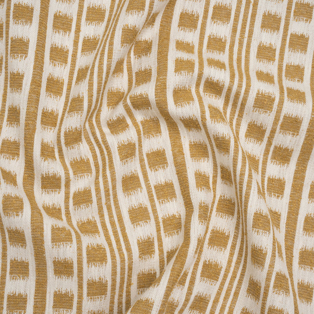 Polyester and Cotton Home Decor Jacquard - Sunflower Ikat Squares in Stripes - British Imported