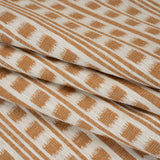 Polyester and Cotton Home Decor Jacquard - Tangerine Ikat Squares in Stripes - British Imported