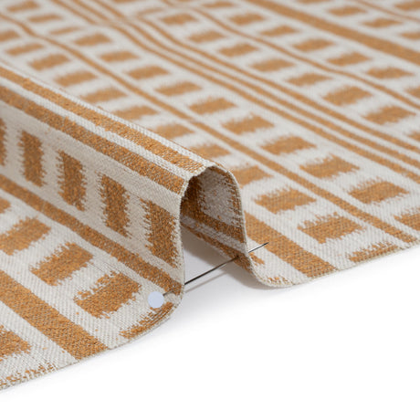 Polyester and Cotton Home Decor Jacquard - Tangerine Ikat Squares in Stripes - British Imported