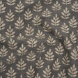 Polyester and Cotton Twill Jacquard - Charcoal Lines of Leaves - British Imported