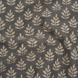Polyester and Cotton Twill Jacquard - Charcoal Lines of Leaves - British Imported