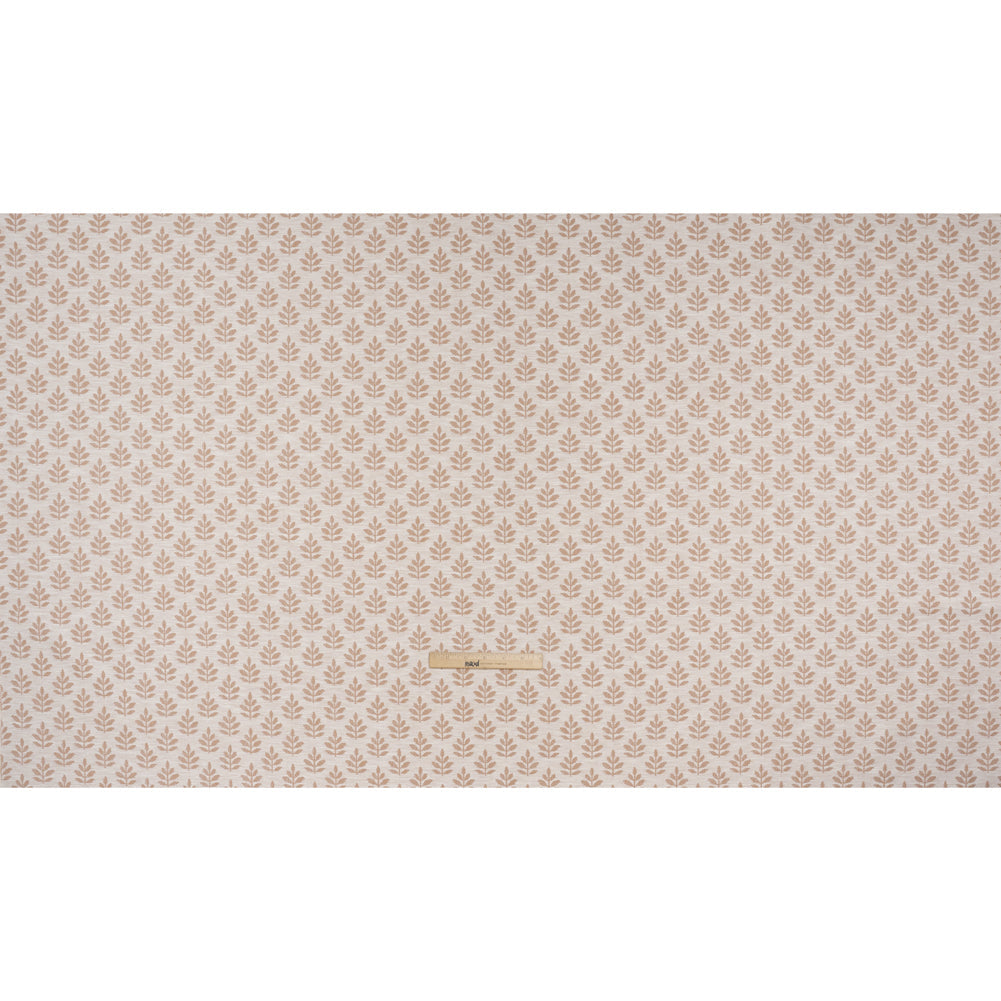 Polyester and Cotton Twill Jacquard - Dusky Pink Lines of Leaves - British Imported