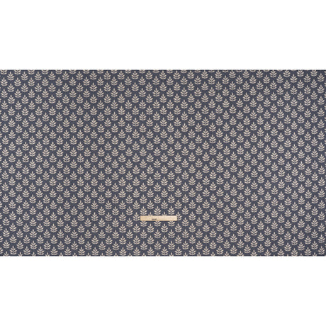 Polyester and Cotton Twill Jacquard - Indigo Lines of Leaves - British Imported