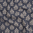 Polyester and Cotton Twill Jacquard - Indigo Lines of Leaves - British Imported