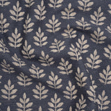 Polyester and Cotton Twill Jacquard - Indigo Lines of Leaves - British Imported