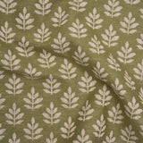 Polyester and Cotton Twill Jacquard - Olive Lines of Leaves - British Imported