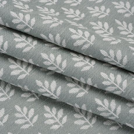 Polyester and Cotton Twill Jacquard - Seafoam Lines of Leaves - British Imported