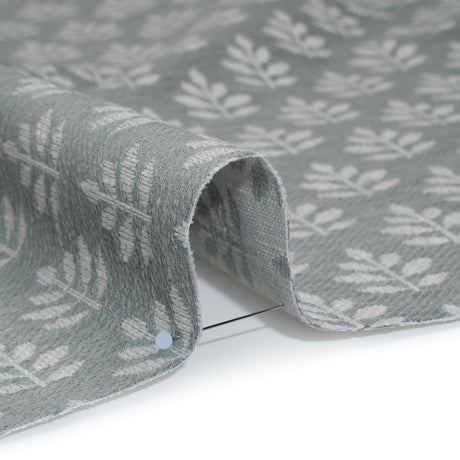 Polyester and Cotton Twill Jacquard - Seafoam Lines of Leaves - British Imported