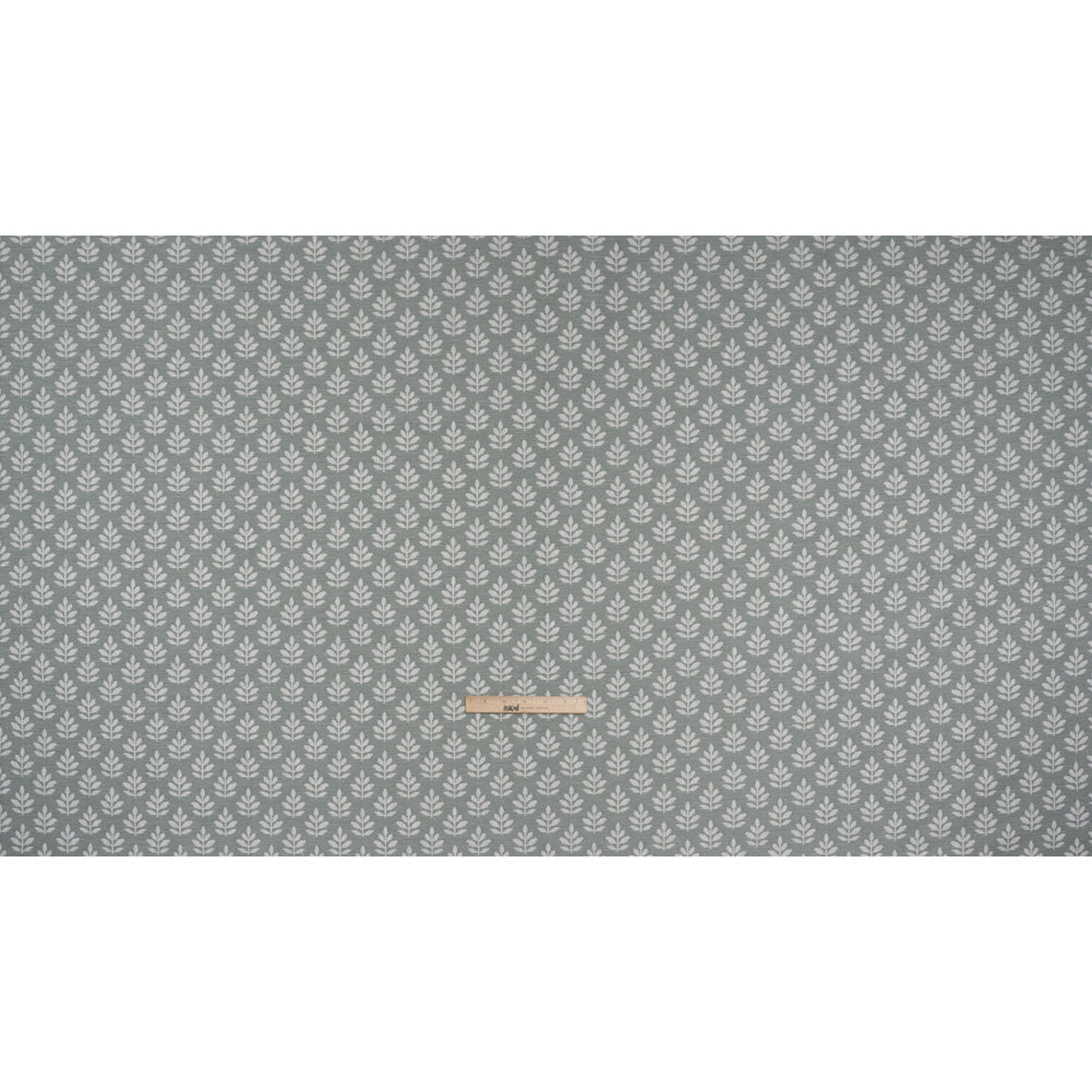 Polyester and Cotton Twill Jacquard - Seafoam Lines of Leaves - British Imported