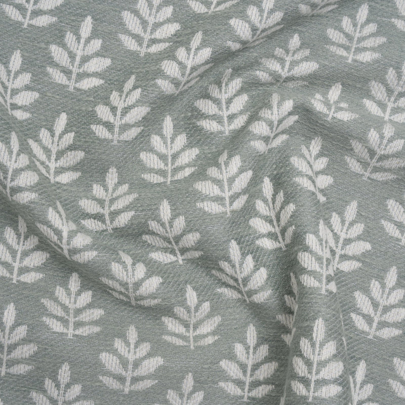 Polyester and Cotton Twill Jacquard - Seafoam Lines of Leaves - British Imported