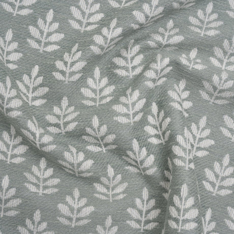 Polyester and Cotton Twill Jacquard - Seafoam Lines of Leaves - British Imported