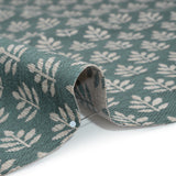 Polyester and Cotton Twill Jacquard - Teal Lines of Leaves - British Imported