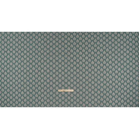 Polyester and Cotton Twill Jacquard - Teal Lines of Leaves - British Imported