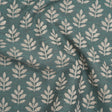Polyester and Cotton Twill Jacquard - Teal Lines of Leaves - British Imported