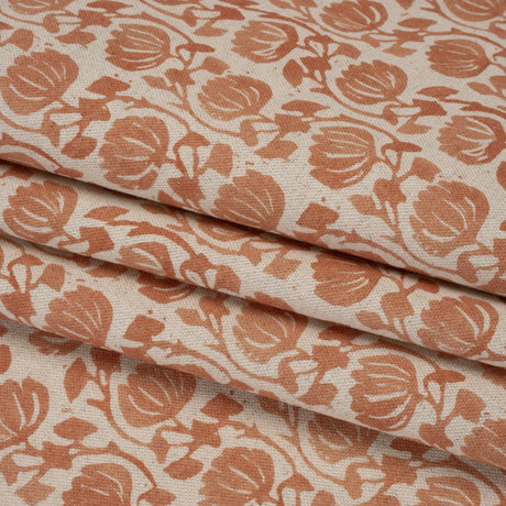 Cotton and Linen Canvas Print - Ginger Block Print Florals - British Imported