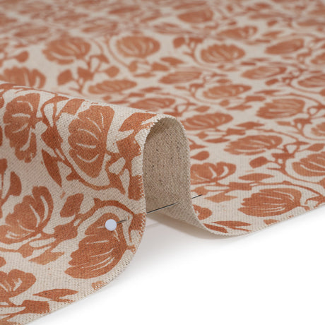 Cotton and Linen Canvas Print - Ginger Block Print Florals - British Imported